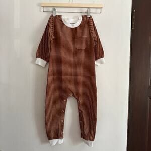 Little Organic Co. Baby Brown and White Stripe Long Sleeve One Piece 18-24 Mo